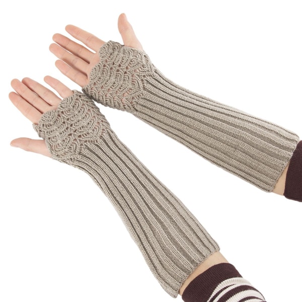 Damskala Design Winter Warm Stickade Long Arm Warmers Handskar Ljusgrå KLB
