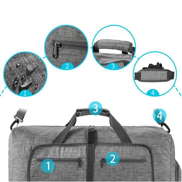 Lett sammenleggbar reisebagasje 65L Duffel-vesker Overnattingsvesker Gym Bag for