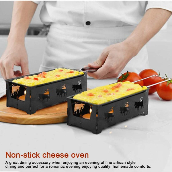 Bærbar sammenklappelig non-stick stearinlys Raclette-pande med sort