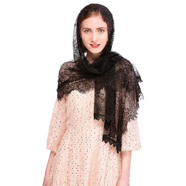 Katolsk kapellslør spansk blonder blomster Mantilla slør omslag sjal Mace hodeplagg rektangulær form