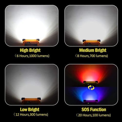 Oppladbar LED-flomlys, 80W arbeidslys med solcellepanel, sikkerhet