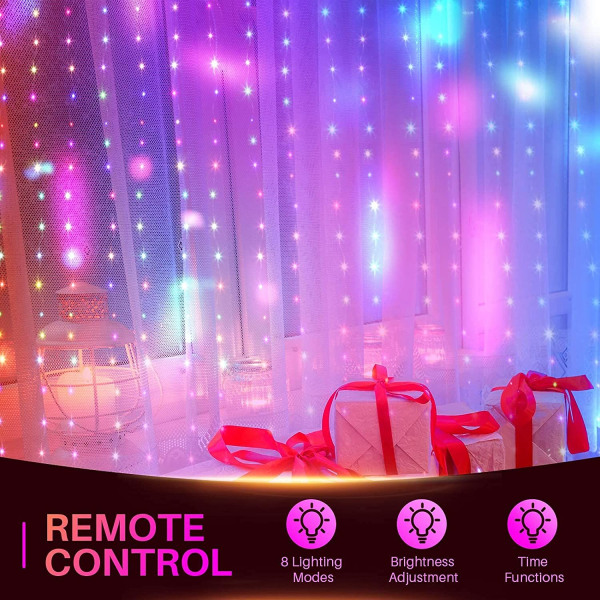 Ljusridå LED ljusslinga LED ljusslinga gardin, vattentät dekoration för jul, festdekoration, inomhusbelysning