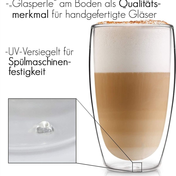 Glaswerk Design Latte Macchiato glas (4 x 330 ml) - dobbeltvæggede glas KLB