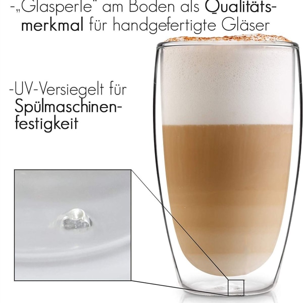 Glaswerk Design Latte Macchiato-glass (4 x 330 ml) - dobbeltveggede glass KLB