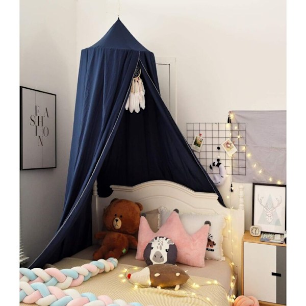 Himmelsenghimmel for baby - Bomull - Myggnetting for soverom - Høyde 270 cm Navy Blue MINKUROW KLB