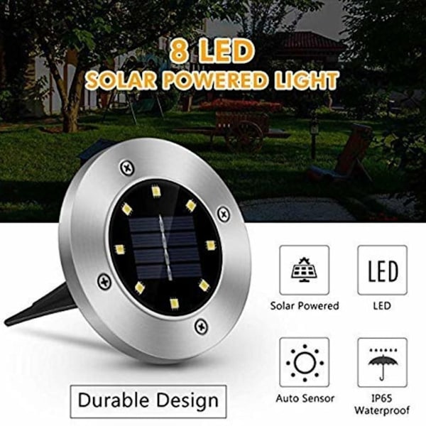 Solcellelamper for utendørs hagelys IP65 vanntette LED-innfelte spotlights KLB