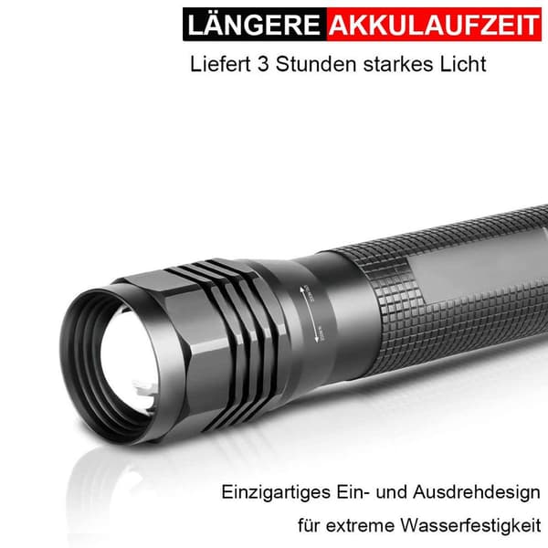 Erittäin kirkas LED-taskulamppu, 500 lumenin taskulamppu, jossa on 3 tilaa ja pitkä