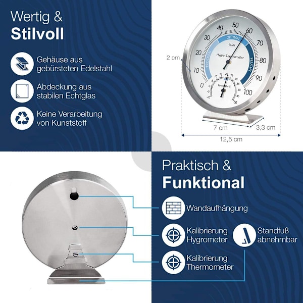 Analog hygrometer indendørs termometer - Høj kvalitet KLB