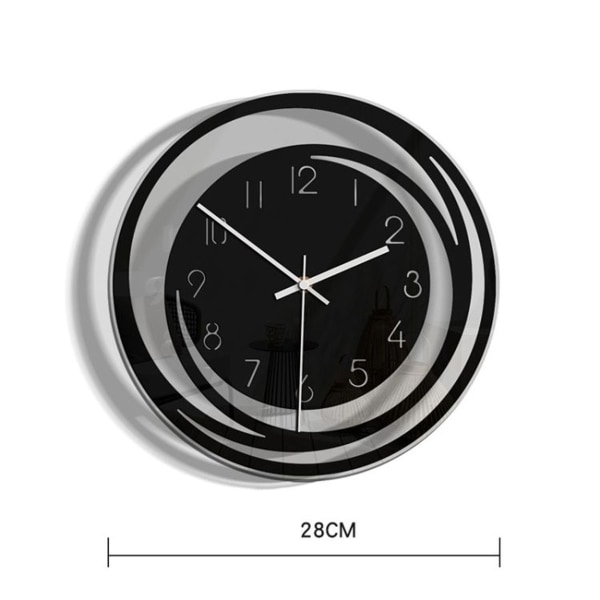 TM009 Hjem Stue Dekoration Akryl vægur Transparent Silent Clock (sort)