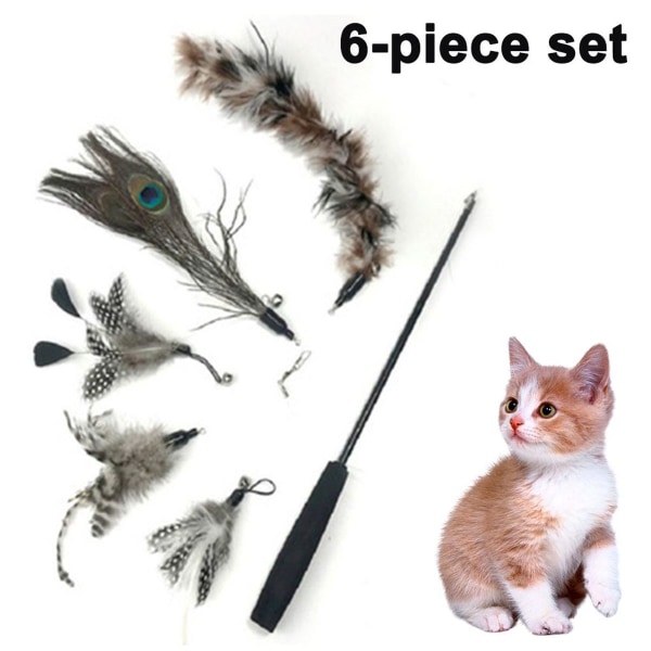 Interaktiv kattfjäderleksak, kattfjäderleksak svart KLB
