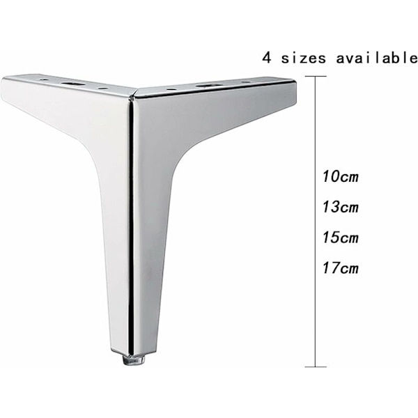 4 st 15 cm silver metallmöbelben, DIY triangulära bordsben, lämpliga för skåp, soffa, soffbord, TV-bänk och andra möbelben. KLB