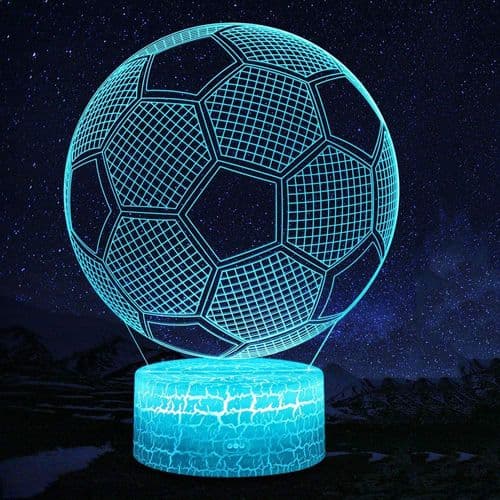 Fodbold 3D Lampe LED Natlys Illusion Lamper 7 Farver Berøringsstyring