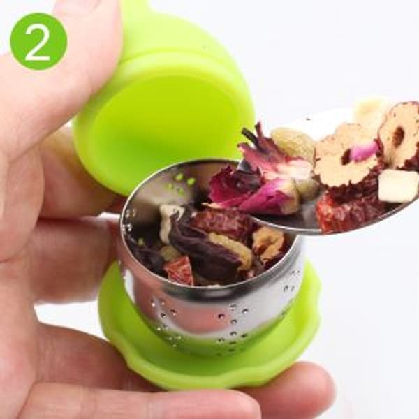Te-infuser filterpakke med 2 te-kugler lavet af løs rustfrit stål