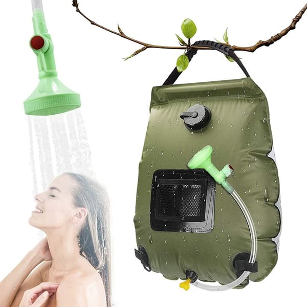 Solcelledusjpose 20L Solvarme Campingdusjpose med Avtakbar
