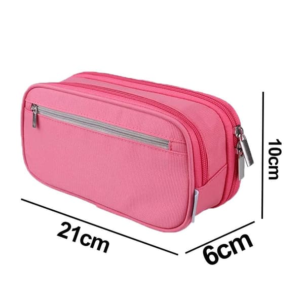 Multi-rummet etui med pink lynlåse