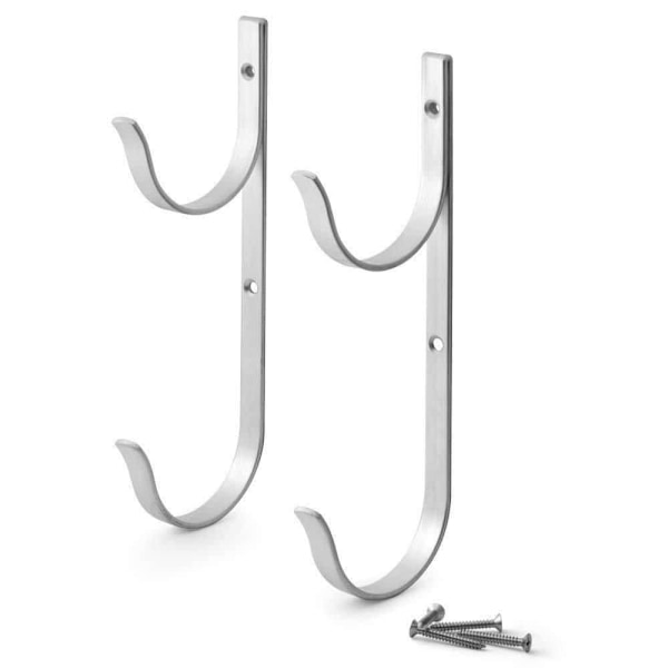 Set med 2 vita aluminiumpoolstångskrokar med skruvar - Perfekt för pool, teleskopstänger, skummare, B-