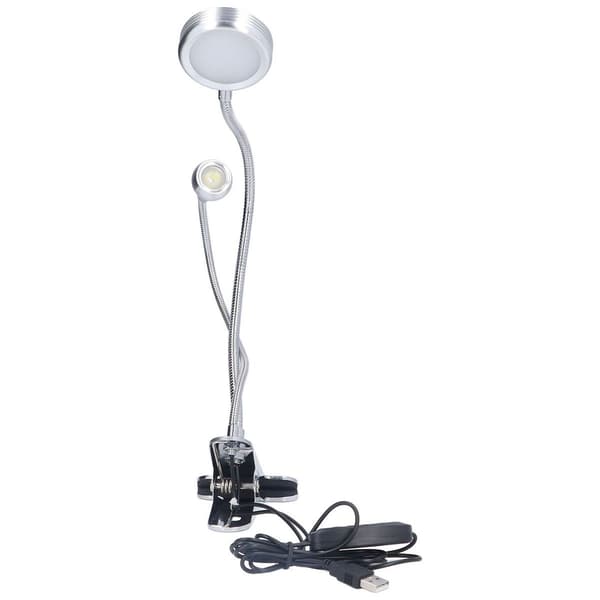 Justerbar LED dobbelthodet gåsehals klips skrivebordslampe KLB