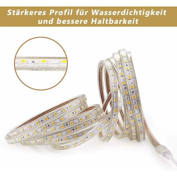 LED-stripe med bryter 1M LED-stripe 220V IP65 Vanntett LED-lysstripe, Blå KLB
