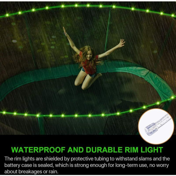 LED-trampolinlys, fjernstyrt LED-lys for trampolinetrampolinen, 16 fargeskiftende