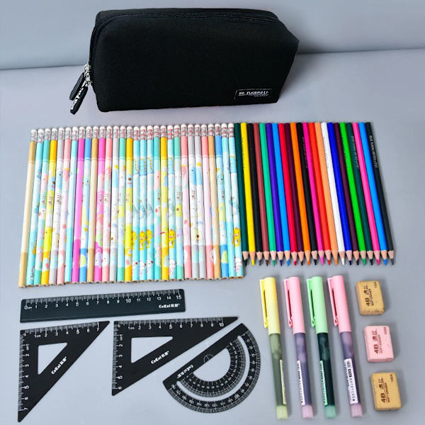 Studerende Stationery Pouch Bag Office Opbevaringsarrangør Mønt sort KLB