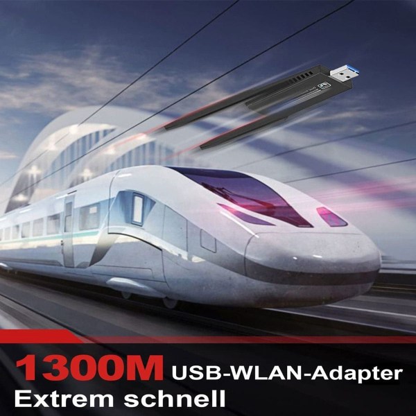 USB WLAN-stick för PC, 1300 Mbps USB 3.0 WLAN-adapter PC 2.4 GHz / 5 GHz WLAN