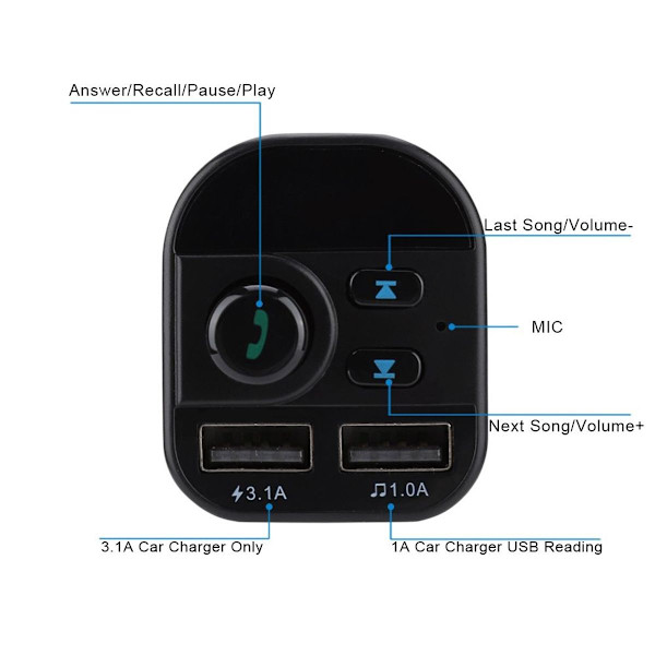 Bil FM Trådløs Bluetooth MP3 HD Afspiller Håndfri Køretøj KLB