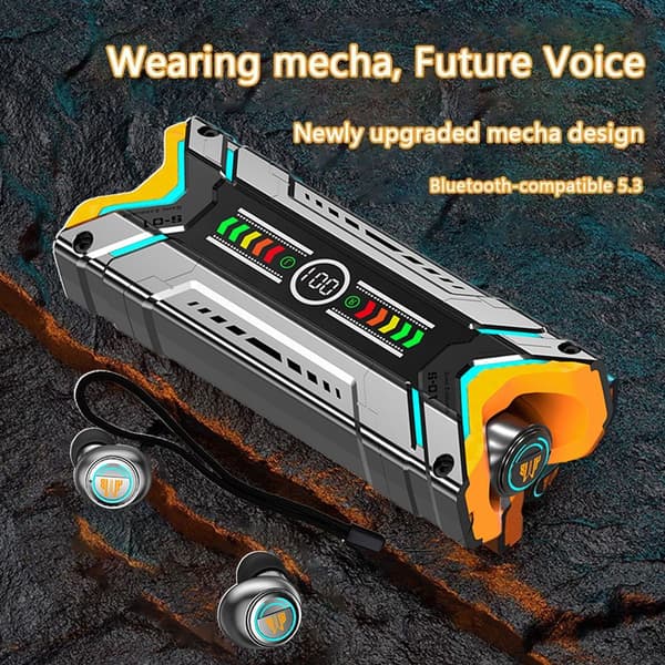 Futuristisk Sci-fi Mecha-stil TWS Trådløs Bluetooth 5.3 Svart