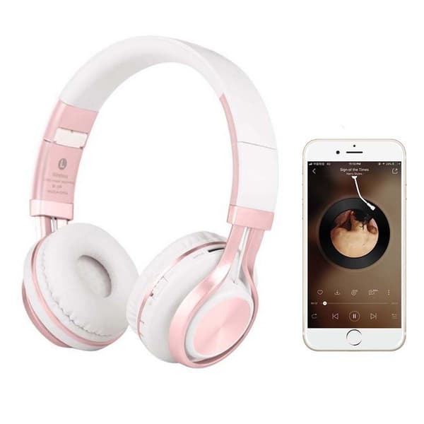 Bluetooth-hodetelefoner sammenleggbare trådløse rosa