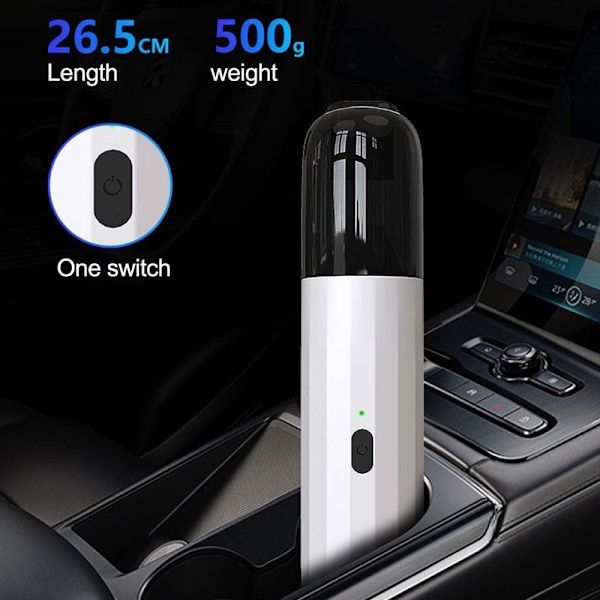 Trådløs håndholdt støvsuger, USB-C opladning, bærbar, hvid