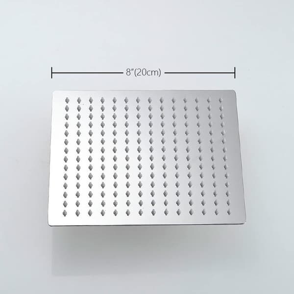 Bruseshower af 304 rustfrit stål, vandbesparende højtryksbruseshower til badeværelse (20 cm