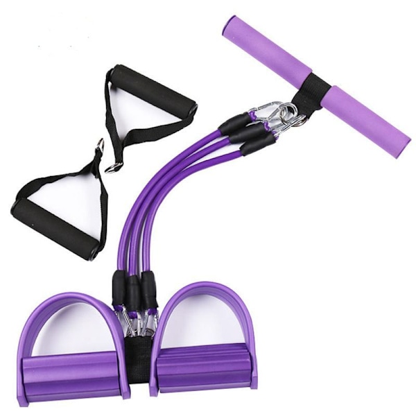 Magtränare Uppgradering 3 Rör Pedal Motstånd Band Elastisk Sit-up Drag Rep Lila