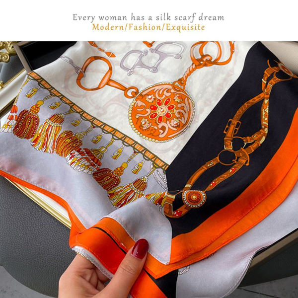 Fashion Soft Large Square Satin Scarf Set för kvinnor KLB