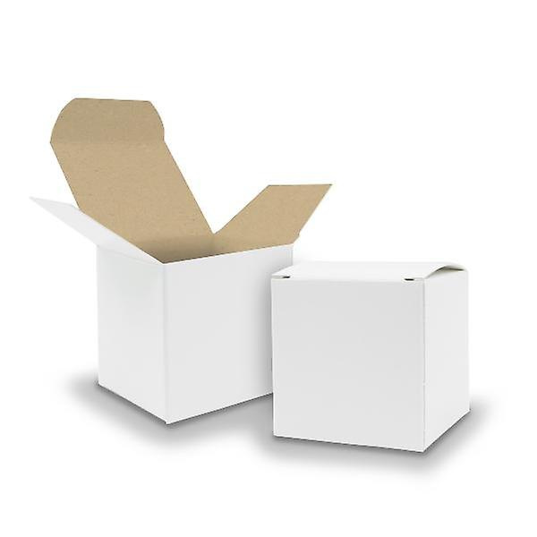 50 presentförpackningar, 10 x 10 x 10 cm, vita med lock