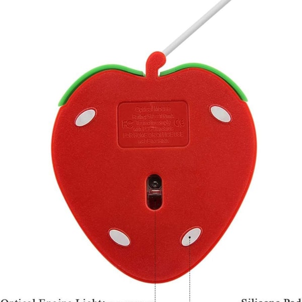 USB langallinen hiiri Söpö hedelmäinen mansikan muotoinen langallinen hiiri