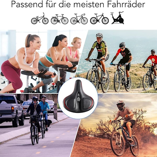 Cykelsadel, överdimensionerad gelcykelsadel för män, bekväm, vattentät, andningsbar