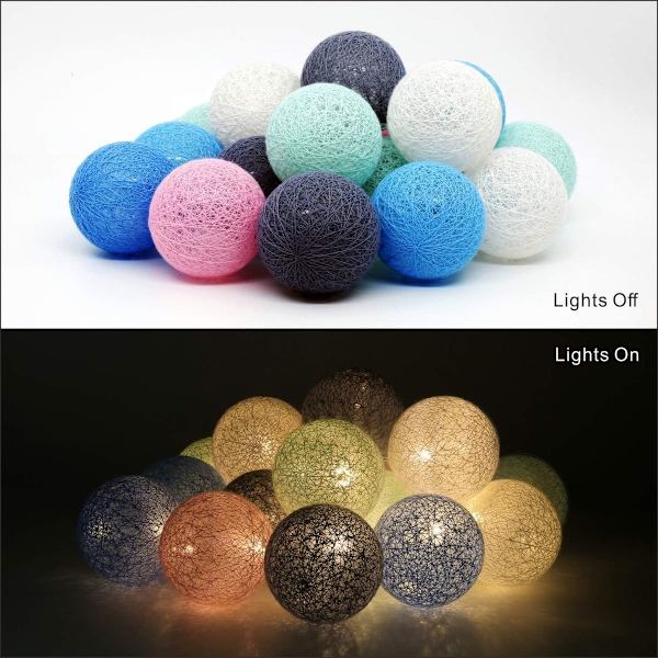 Bomuldsbold Lyskæde - 3.1M 20stk LED Lyskæde-Bærbar KLB