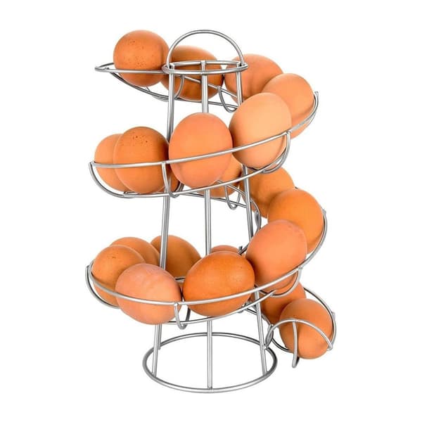 Eggdispenser, spiralformet eggspiraldesign, eggstativ oppbevarer sølv KLB