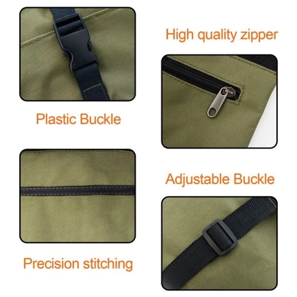 Khaki Multifunktionell Rullverktygsväska, Canvas Verktygsväska, Heavy Duty Canvas Skiftnyckel Verktygspåse, med 5 Dragkedjefickor, för Bil Motorcykel Elektriker