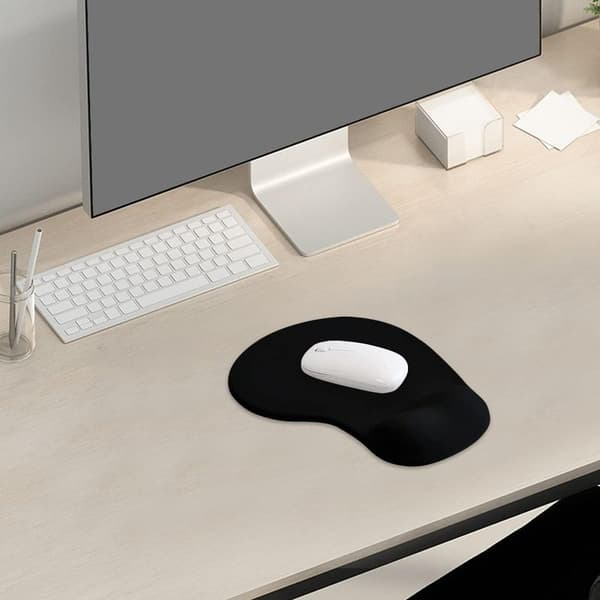 Musematte med håndleddsstøtte, ergonomisk musematte, svart mus