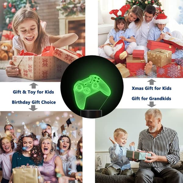 3D gamepad nattlys, spillkonsoll illusjonslampe med KLB