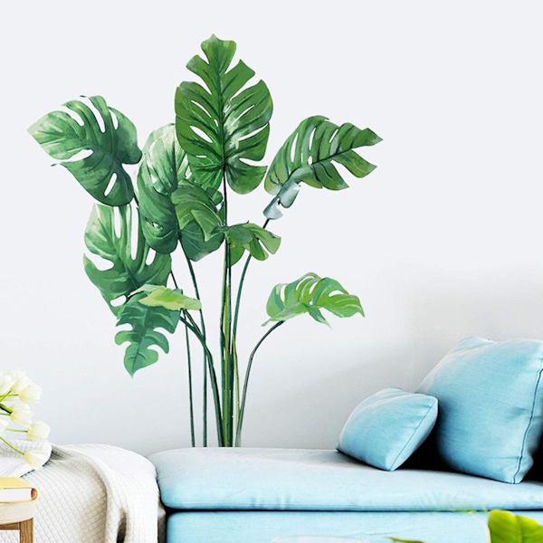 Monstera blad väggdekaler tropiska växter väggdekaler för vardagsrum KLB
