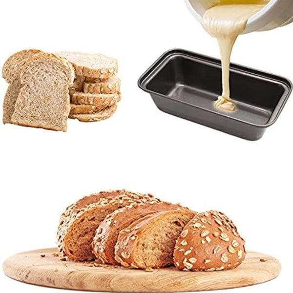 Brødform, 6 mini non-stick brødforme og brødform, brødform af kulstofstål til