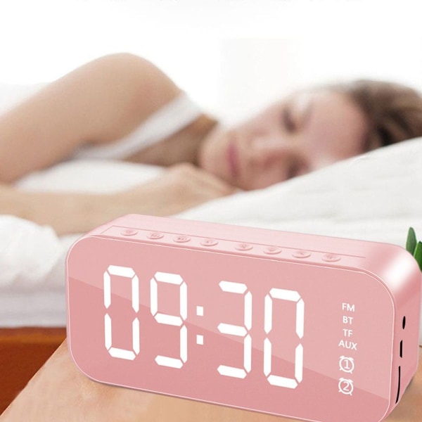Sovrum/Kontor Väckarklocka Digital Klocka med Bluetooth Rosa