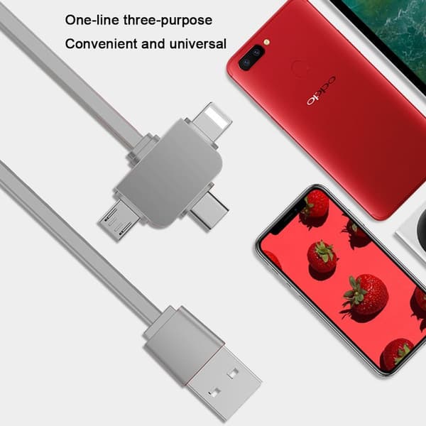 Multiladdningskabel, 3 i 1 infällbar USB-kabel med vit