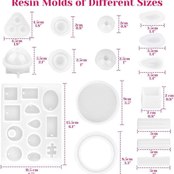 Resinforme, 149 dele silikoneharpiksstøbningsforme og værktøjssæt til smykker KLB