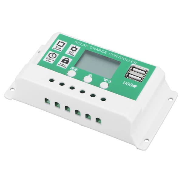 LCD solcelleladningsregulator Justerbar 10A 12V 24V PWM KLB