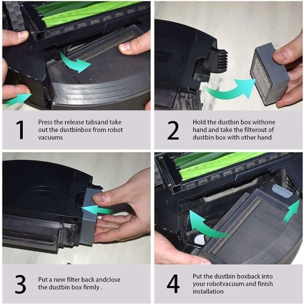10 stk. filtre som er kompatible med Roomba robotstøvsugerserien i og e i7 + E5 E6 I3 KLB