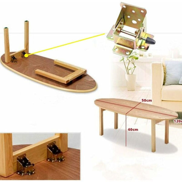 Pcs Flip Table Leg, Fällbar Stödram, Självlåsande gångjärn, Fällbar gångjärnshårdvara för arbetsbänk, Fällbara ben, Fällbar låsbar förlängning KLB