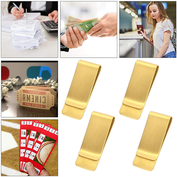 4 stk. rustfritt stål pengesklips - holder 7 KLB