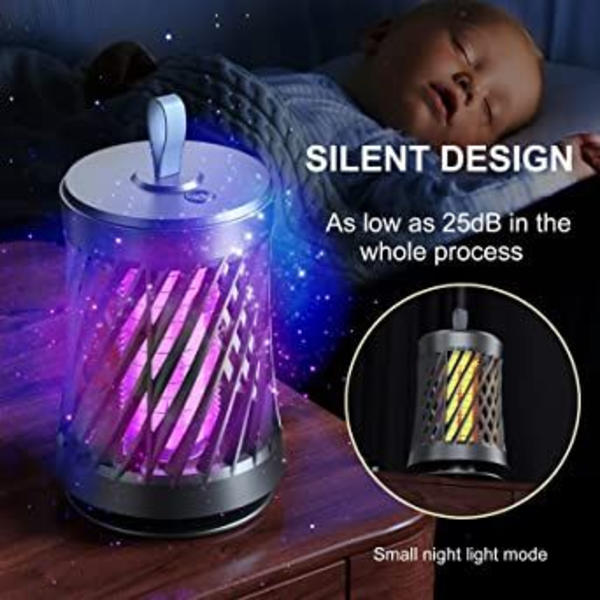 LED elektronisk myggdödande lampa, 360° elektrisk insektsfälla med UV-ljus/bionisk attraktion, bärbar luktfri USB-lykta för inomhus och utomhus